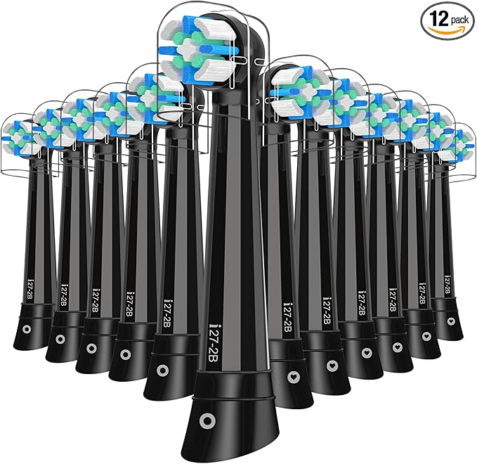 12pcs iO Replacement Heads Compatible with Oral B iO 2/3/4/5/6/7/8/9/10 Series Electric Toothbrush,IO Toothbrush Heads Compatible with Oral B iO,Medium-Hard bristles Care for Your Teeth,Black