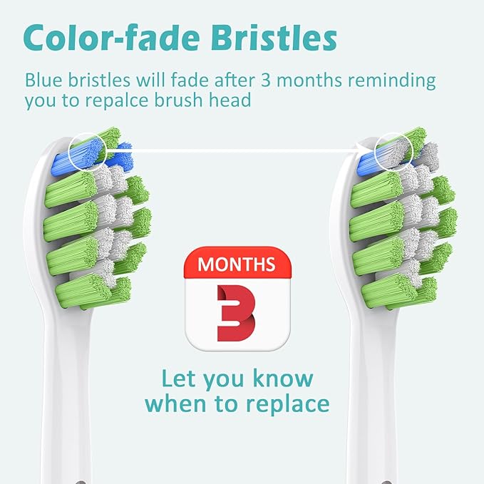 Replacement Toothbrush Heads for Philips Sonicare Replacement Brush Heads Compatible Electric Toothbrush Heads, 10 Pack, Black White