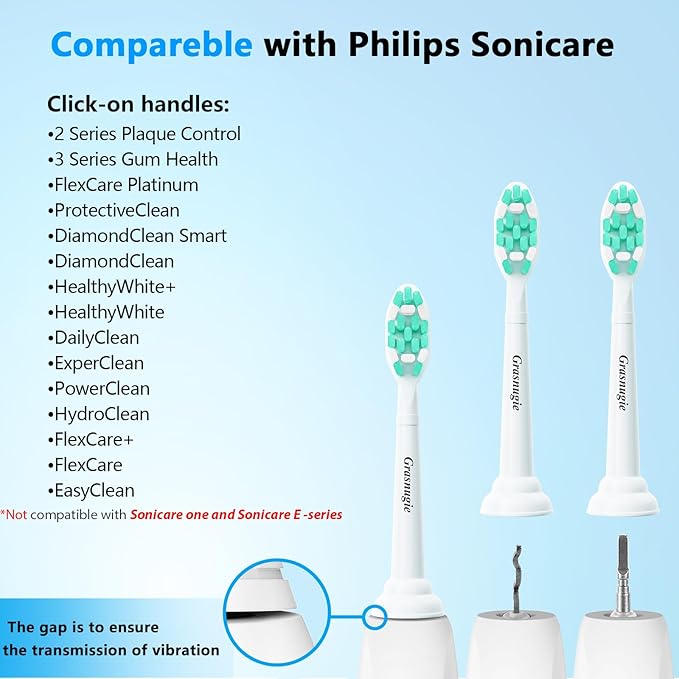 Replacement Toothbrush Heads for Philips Sonicare Electric Toothbrush Snap-on Handle: Medium Softness Bristles, 10 Brush Heads Refill, White