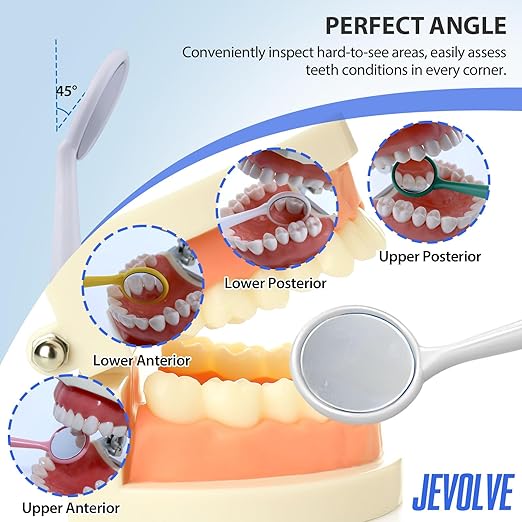 2000 PCs Dental Mouth Mirrors by JEVOLVE | White Oral Dental Mirror for Crafting, Jewelry Making, Painting, Model Building, and DIY Projects – Clear Reflection, Easy Handling, Multi-Purpose