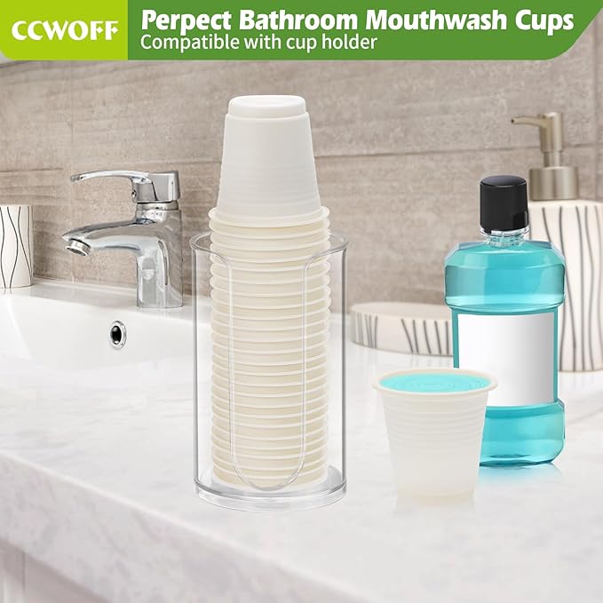 300PCS 3 OZ Compostable Biodegradable Eco Friendly Bathroom Cups - Small Disposable Mini Mouthwash Cups for Bath, Rinse, Shot, Drinking & Washing