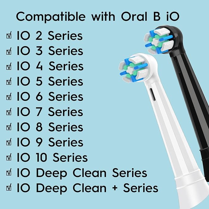 10 Pack Replacement Heads Compatible with Oral B IO 2/3/4/5/6/7/8/9/10/Deep Clean Series Electric Toothbrush, Brush Heads Refill Compatible with Oral B IO for Teeth and Gums Care (Black/White)