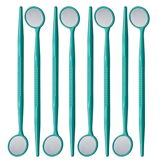 100 PCs Dental Mouth Mirrors by JEVOLVE | Yellow Oral Dental Mirror for Crafting, Jewelry Making, Painting, Model Building, and DIY Projects – Clear Reflection, Easy Handling, Multi-Purpose
