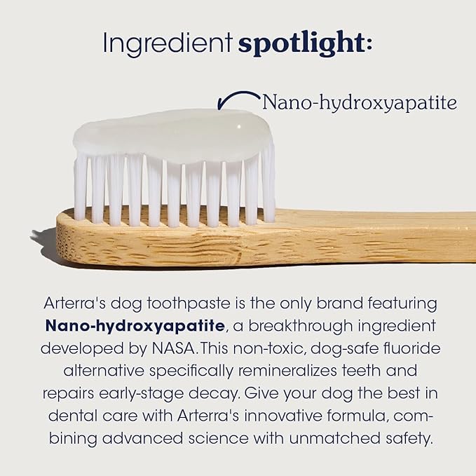 Remineralizing Dog Toothpaste – Vet-Grade, with Nano-Hydroxyapatite, Reverses Early-Stage Decay, Cleans Teeth, Reduces Tartar, Freshens Breath by Arterra Pet Science, Plant-Based, Natural Flavor, 3oz
