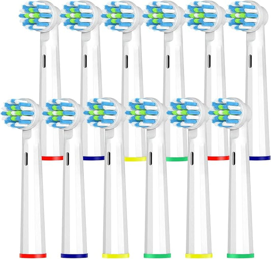 12 Pack Replacement Heads Compatible with Oral B Pro 1000/Genius X/Smart 1500 for Teeth Clean, Toothbrush Brush Heads Compatible with Oral B Electric Toothbrush (White)
