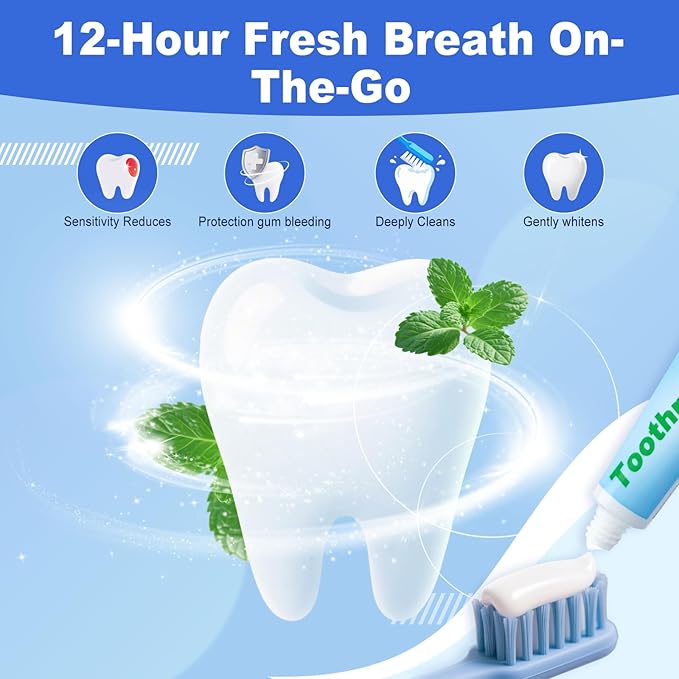 0.28oz Small Toothpaste Travel Size Bulk,Mini Toothpaste Travel,Mint Scent TSA Compliant for Hotel Camping Gym Office School Homeless 240