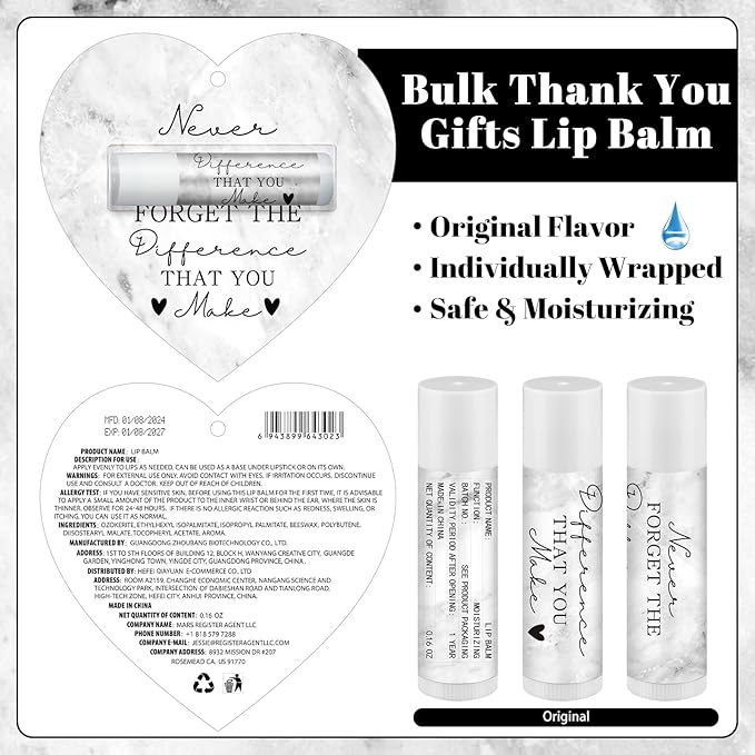 30 Pack Christmas Employee Appreciation Gift Lip Balms Bulk Staff Teacher Team Volunteer Thank You Gift Thanksgiving Christmas Appreciation Party Favor for Women Men(Heart,Fog White)