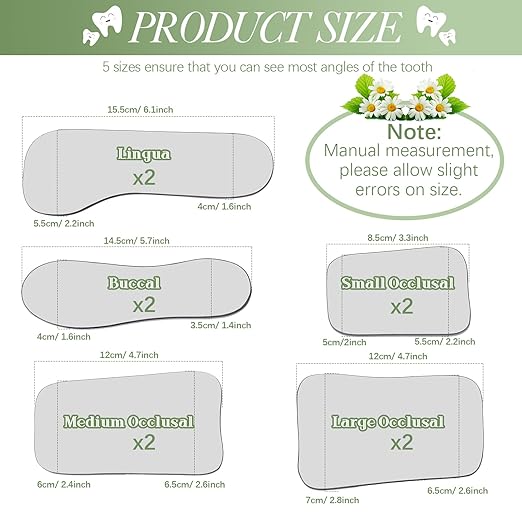 10 Pieces Dental Mouth Mirror Occlusal Reflector Intraoral Photography Mirror 2 Sided Dental Plated Glass Intraoral Photo Glass for Clinic Dentist