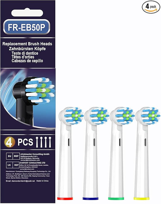 Replacement Toothbrush Heads Compatible with Braun Oral B Pro 1000/7000/9600/5000/3000, Brush Heads Refills for Genius X and Smart 1500 Electric Toothbrush (White)