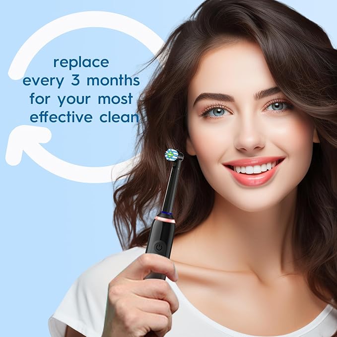 Replacement Heads Compatible with Braun Oral B Pro 1000, Genius X, Smart 1500 Electric Toothbrush, 8 Pcs Precision Brush Heads Refills Compatible with Oral B (Black)