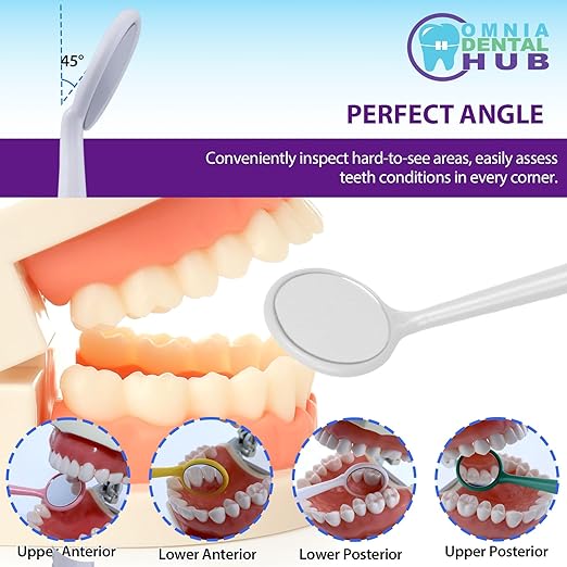 2000 PCs Dental Grade Disposable Dental Mouth Mirrors with Spatula Handle by Omnia ONE | Fog-Free, Dual-Purpose Design – Clear Visibility & Tongue Retraction – Ideal for Exams & Procedures