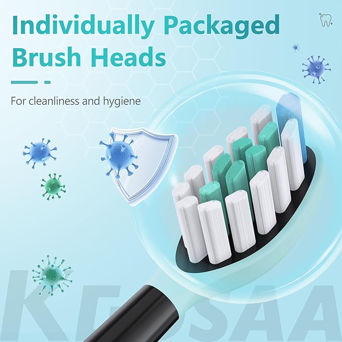 Replacement Toothbrush Heads for Philips Sonicare Electric Toothbrush Black, 2-in-1 Tongue Cleaner, 8 Pack, Mint Green, Suitable for Philips Sonicare Heads, C2, C1, C3, W1, W2, W3, G1, G2, G3