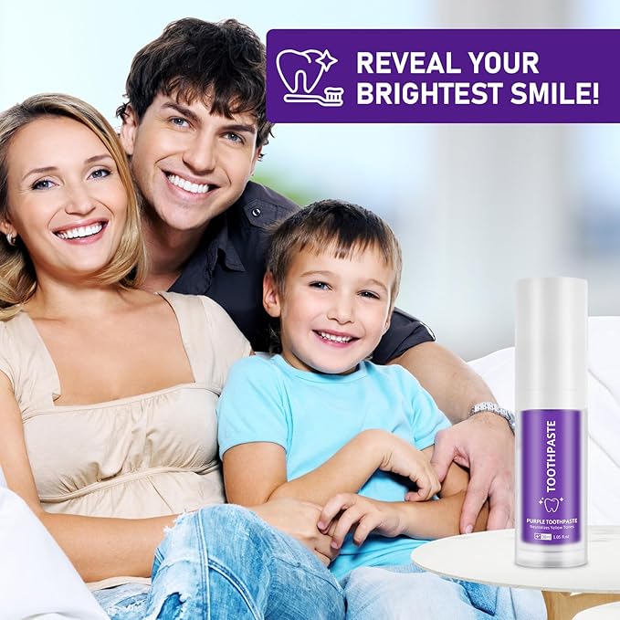 Purple Toothpaste for Teeth Whitening |Purples Teeth Whitening Kit |Stain Removal & Enamel Safe | Fresh Breath Formula with Unique Purple |for Coffee/Smokers/Tea