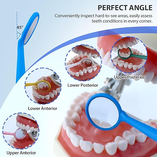 200 PCs Dental Mouth Mirrors by JEVOLVE | Blue Oral Dental Mirror for Crafting, Jewelry Making, Painting, Model Building, and DIY Projects – Clear Reflection, Easy Handling, Multi-Purpose