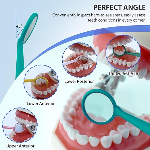 200 PCs Dental Mouth Mirrors by JEVOLVE | Green Oral Dental Mirror for Crafting, Jewelry Making, Painting, Model Building, and DIY Projects – Clear Reflection, Easy Handling, Multi-Purpose