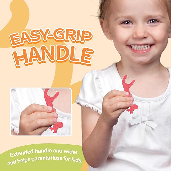 200 Count Biodegradable Kids Flossers, Eco-Friendly Plant-Based Floss Picks, No Fluoride BPA Free Cute Giraffe Dental Picks, No Plastics, Vegan Natural Floss, Mild Mint