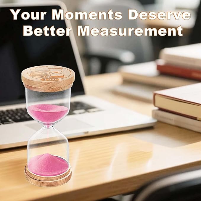 2 Minute Sand Timer Hourglass, Small Pink Sand Watch 2 Min,Beech Wooden Sand Clock, Reloj De Arena, Sandglass Hour Glass for Kitchen, Toothbrush,Home Decorative,Desk (Pink)
