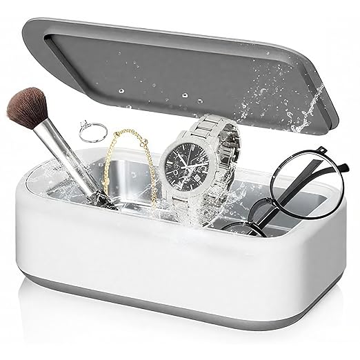 Professional Ultrasonic Jewelry Cleaner - Jewelry Cleaner Deep Cleaning Machine and Denture Cleaner, Halloween Gifts for Women, Eyeglasses, Necklaces, Retainers, Dentures, Watch Strap, Rings, Coins