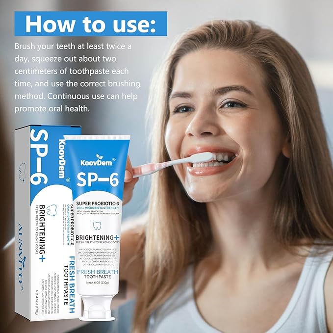 2025 New Sp-6 Probiotics Whitening Toothpaste-Fluoride-Free, Enhanced Formula with 6 Probiotics for Gum Care & Fresh Breath, Fresh Mint Flavor(2PC)（Blue）