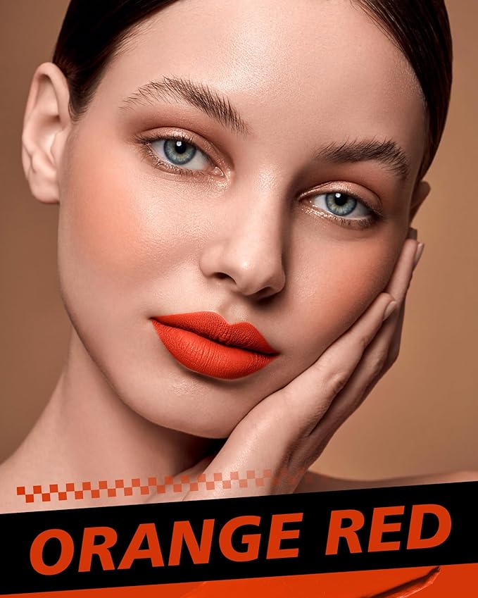 Red Lipstick Set Long Lasting 3Pc Matte Liquid Lipsticks for Women Non Transfer Smudgeproof Red Orange Nude Lipstick Kit Cruelty Free Lip Color, 13/51/61