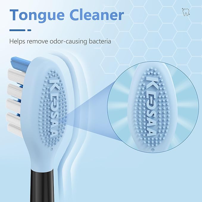 Replacement Toothbrush Heads for Philips Sonicare Electric Toothbrush, 2-in-1 Tongue Cleaner, 8 Pack, Ice Blue,Suitable for Philips Sonicare Heads, C2, C1, C3, W1, W2, W3, G1, G2, G3