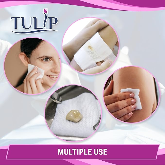 1000 Gauze Pads 2x2 4-Ply Non Woven Gauze Sponges - Non Sterile Dental Gauze & Esthetic Wipes - Soft All Purpose Medical Gauze Squares for First Aid Kit, Surgical, Wound Dressing by Tulip