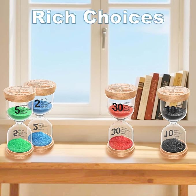 10 Minute Sand Timer, Wooden Hourglass Sand Clock, Small Wood 10 Min Hour Glass, Sandglass for Brushing Teeth, Reloj De Arena, Classroom, Game, Kitchen, Home, Office
