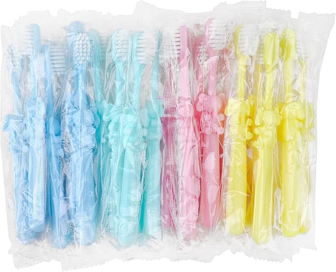 100 pcs Bulk Disposable Kid Toothbrushes Individually Wrapped, Toothbrushes Kids Toothbrush for Age 2+ Toddler Children Toothbrush Set Soft Bristles Boys Girls