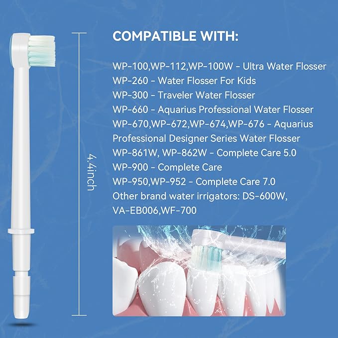 Replacement Heads for Waterpik, Water Flosser Replacement Heads Parts for Waterpik Oral Irrigator, 6 Tips Different & Storage Case Bundle