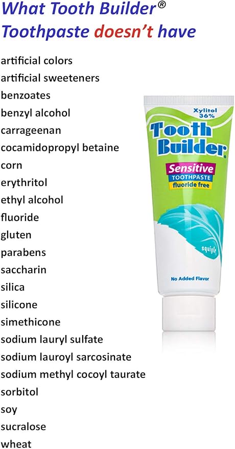 Squigle Tooth Builder SLS Free Toothpaste (Stops Tooth Sensitivity) Prevents Canker Sores, Cavities, Perioral Dermatitis, Bad Breath, Chapped Lips, 4 oz (8 Ounce (Pack of 2), Unflavored)