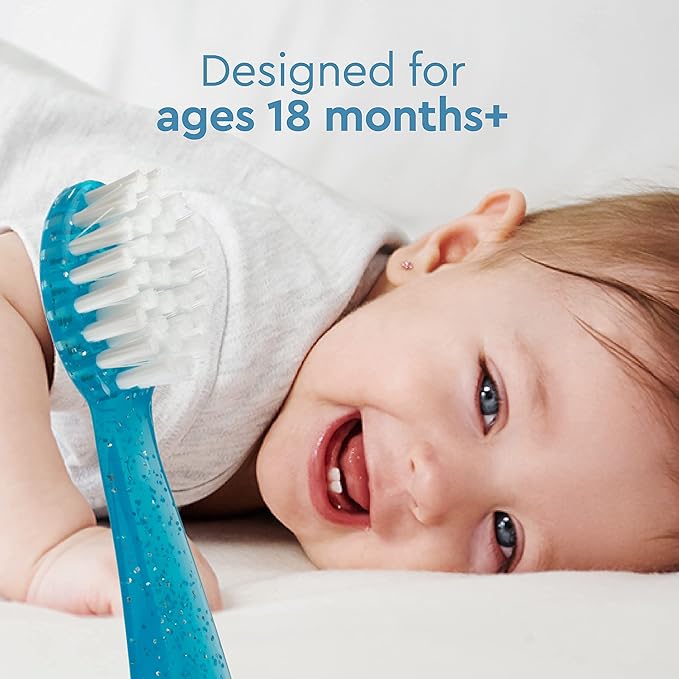 RADIUS Totz Toothbrush Extra Soft Brush BPA Free & ADA Accepted Designed for Delicate Teeth & Gums for Children 18 Months & Up - Pink Sparkle - Pack of 1
