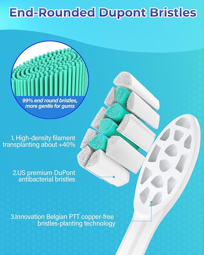 Replacement Toothbrush Heads Compatible with Philips Sonicare：5 Pack Soft Replacement Electric Brush Head Compatible with Phillips Sonicare Snap-on System