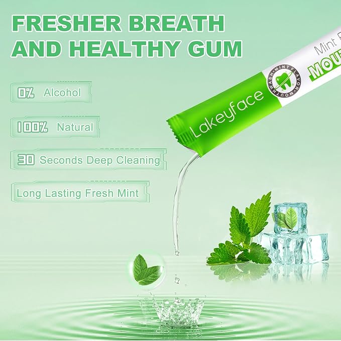Mouthwash, 30 Packets Travel Mouth Wash for Adults, Alcohol Free, Mini Mouthwash for Travel Essential, TSA Approved Mouthwashs Bulk Pocket Size On The Go,Mint,11ml/0.37FL.OZ Each