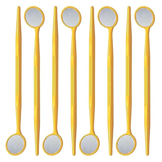 2000PCs Dental Mouth Mirrors by JEVOLVE | Yellow Oral Dental Mirror for Crafting, Jewelry Making, Painting, Model Building, and DIY Projects – Clear Reflection, Easy Handling, Multi-Purpose
