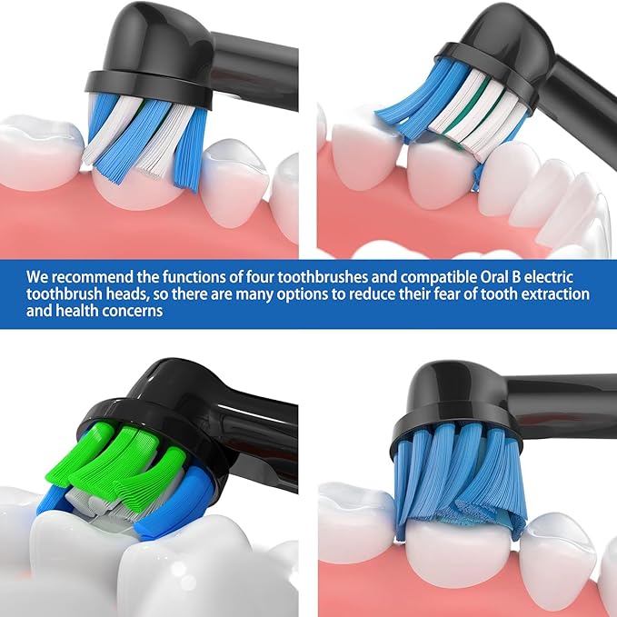 Replacement Toothbrush Heads fits for Oral B Braun Electric Toothbrush Refills,8Pcs Black Toothbrush Heads Compatible with Oral B 7000/Pro 1000/9600/500/3000/8000