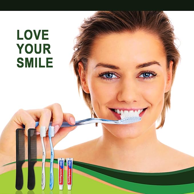 30 Pack Disposable Toothbrushes with Toothpaste and Comb for Homeless Individually Wrapped,10g Travel Toothpaste,7inch Black Hair Comb,Soft Bristle Toothbrush for Hotel,AirBnb,Shelter,Charity