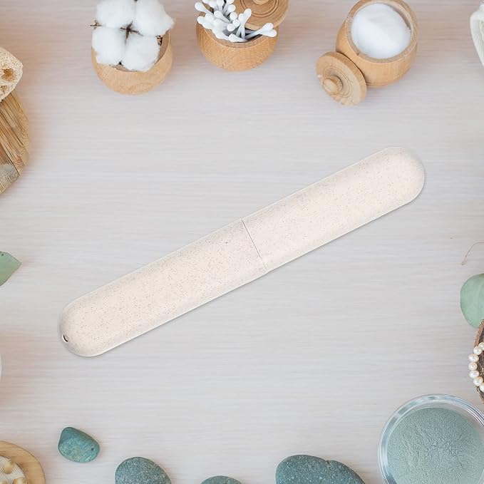 VOCOSTE 1pcs, Traveling Toothbrush Holders Case, PP Toothbrush Case for Travel Business, Beige, 8.07''x1.22''x0.83''