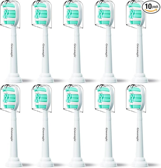 Replacement Toothbrush Heads for Philips Sonicare Electric Toothbrush Snap-on Handle: Medium Softness Bristles, 10 Brush Heads Refill, White