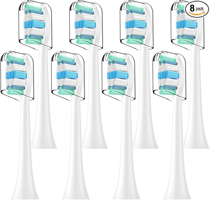 Replacement Toothbrush Heads Compatible with Philips Sonicare Replacement Brush Heads with Protective Cover Soft Dupont Bristles Electric Toothbrush Replacement Heads for Oral Health, 8 Pack