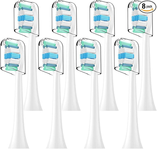 Replacement Toothbrush Heads Compatible with Philips Sonicare Replacement Brush Heads with Protective Cover Soft Dupont Bristles Electric Toothbrush Replacement Heads for Oral Health, 8 Pack