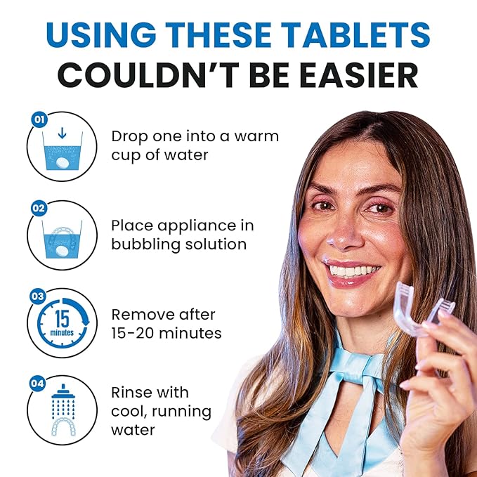 240 Units Retainer and Denture Cleaning Tablets (8 Months Supply) - Cleaner Removes Plaque, Stains from Dentures, Retainers, Night Guards, Mouth Guard, Aligners and Removable Dental Appliances