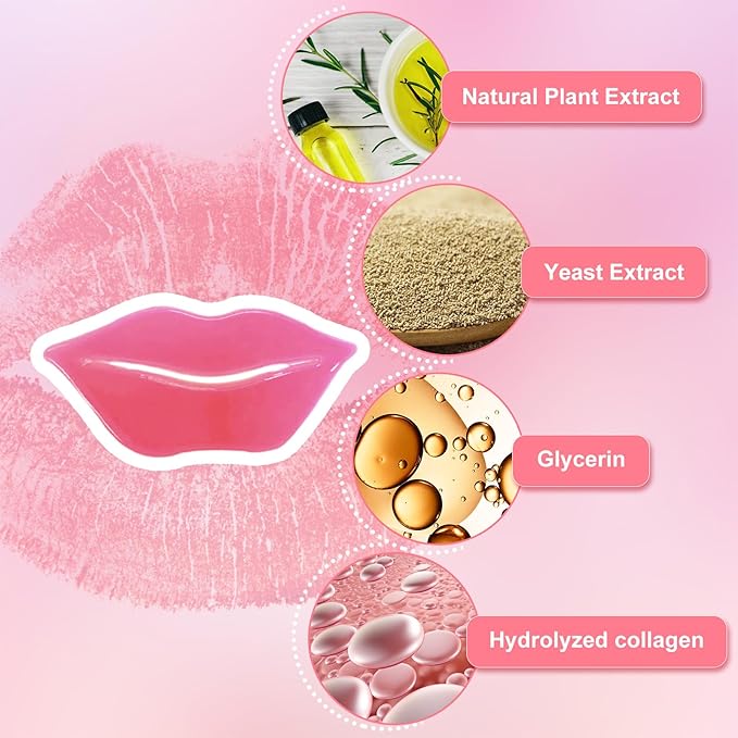 30 PCS Lip Mask Collagen Mouth Masks Sheet for Dry Lips, Gel Lip Mask Pack for Remove Dead Skin, Moisturizes and Fine Lines (Peach Red)