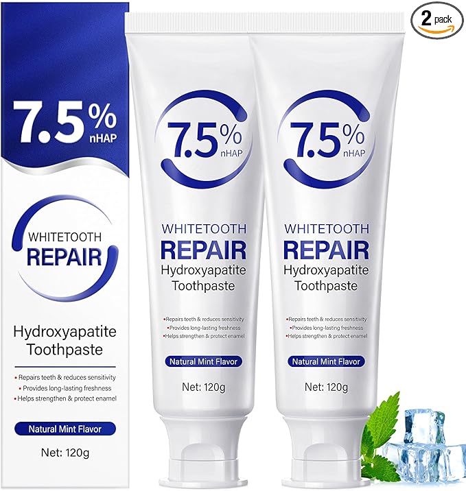 2Pcs Hydroxyapatite Toothpastes for Enamel Protection and Tooth Strengthening, with Gentle Mint, Provides Long-Lasting Fresh Breath, Daily Use for Oral Health, 4.23 OZ
