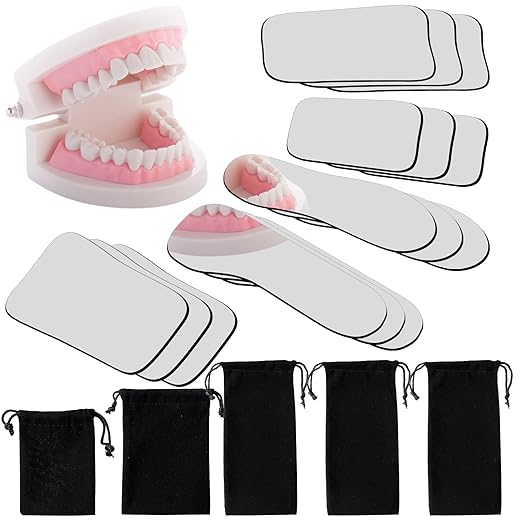 30 Pieces Dental Mouth Mirror Occlusal Reflector Intraoral Photography Mirror 2 Sided Dental Plated Glass Intraoral Photo glass for Clinic Dentist