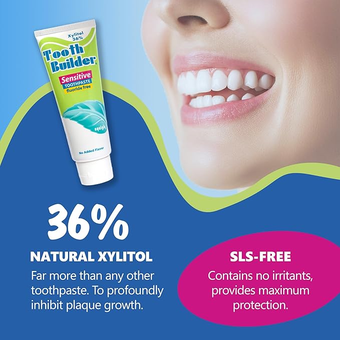 Squigle Tooth Builder SLS Free Toothpaste (Stops Tooth Sensitivity) Prevents Canker Sores, Cavities, Perioral Dermatitis, Bad Breath, Chapped Lips, 4 oz (8 Ounce (Pack of 2), Unflavored)