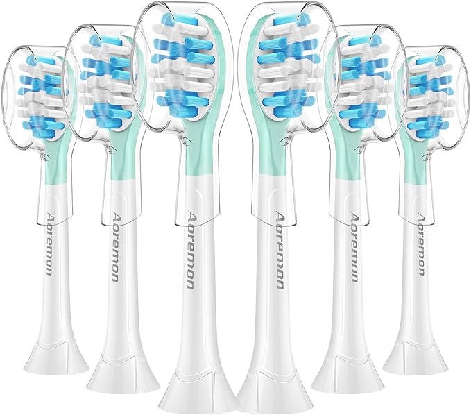 Aoremon Replacement Toothbrush Heads for Philips Sonicare C3 Premium Plaque Control HX9044/65 G3 Gum Care HX9054/65 W3 4100 5100 6100 7500 C1 C2 Flexcare Diamondclean HealthyWhite, 6 Count, White