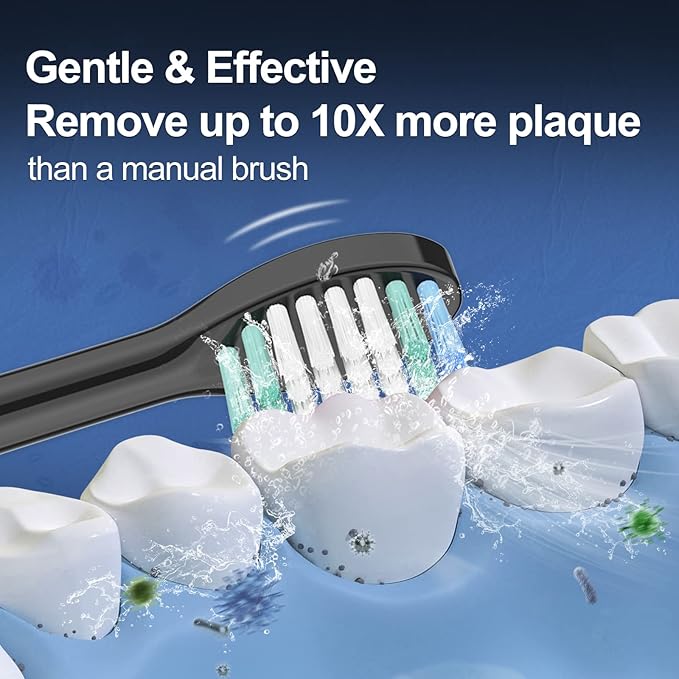 Replacement Toothbrush Heads Compatible with AquaSonic Black Series, Vibe Series, Black Series Pro,and for Duo Series Pro Electric Toothbrush Black, Pack of 10