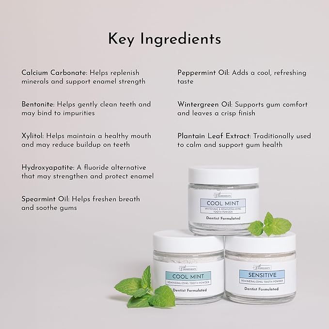 Remineralizing Tooth Powder – Fluoride-Free Natural Oral Care – Gently Cleans & Whitens – Supports Strong Teeth & Fresh Breath – Vegan, Non-GMO, Made with Clean Ingredients (Regular, REMINERALIZING)