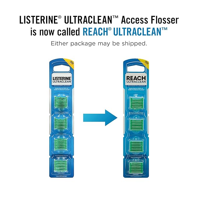 REACH® Listerine Ultraclean Access Flosser Refill Heads | Dental Flossers | Refillable Flosser | Effective Plaque Removal | Mint Flavored | 28 ct, 3 Pack, Package May Vary