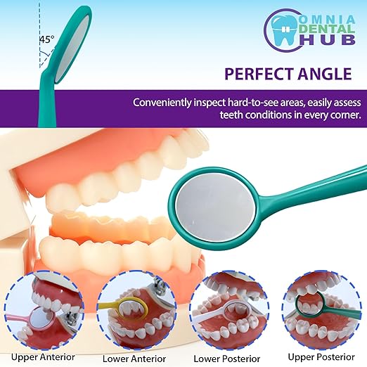200 PCs Dental Grade Disposable Dental Mouth Mirrors by Omnia ONE | Oral Dental Mirror Plastic Dental Instrument | Anti Fog Mouth Glass Mirror for Teeth with Handles Plastic Tooth Mirror
